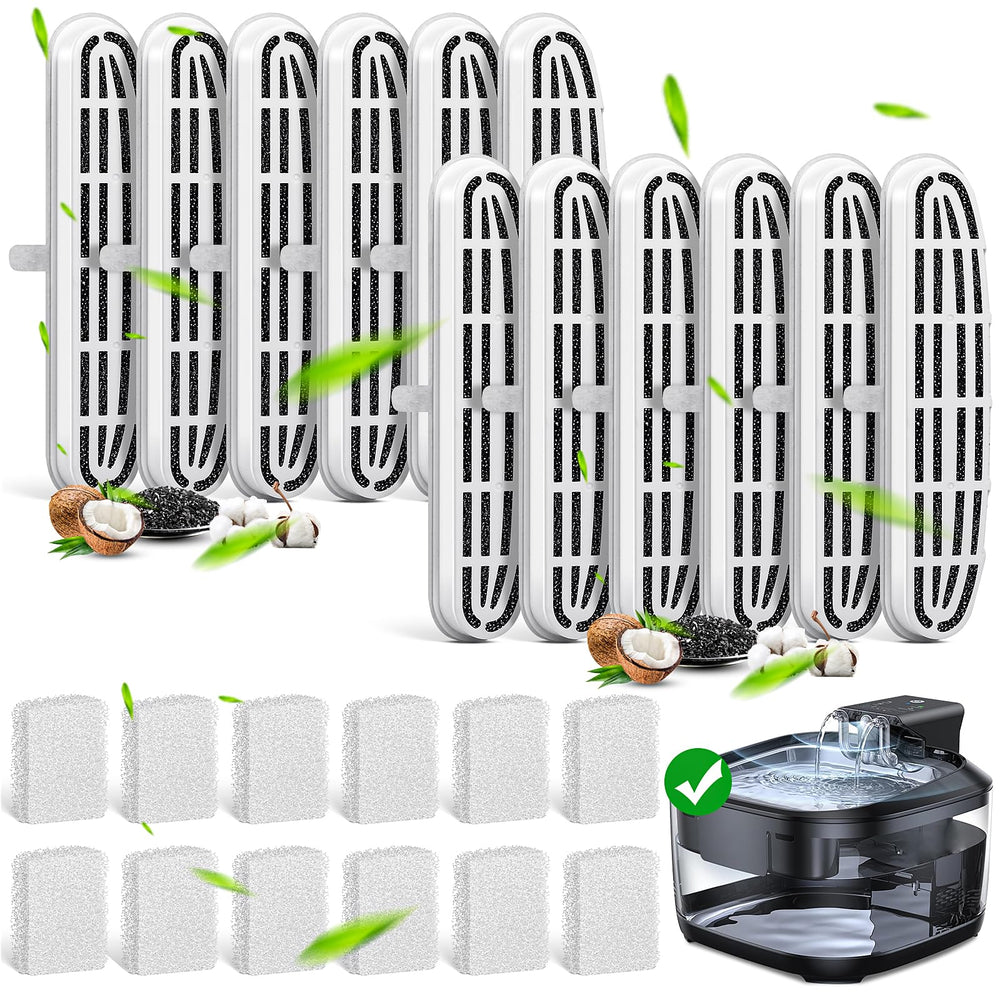 KTNAid 24-pack cat water fountain filters sponges for easy replacement and ongoing freshness.