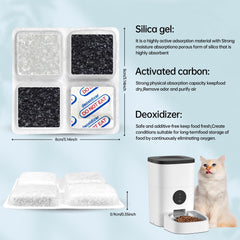 Inside a Petlibro feeder, KuangBiao desiccant bags prevent moisture