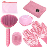 KUEIOX Bath Grooming Kit dog brush deshedding action for quick fur removal.