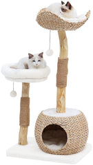 KULAMOON cat tree wood construction shows durable natural materials for multi-cat play