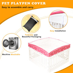 KUMOUARTS dog playpen top cover pink highlights breathable mesh for ventilation.