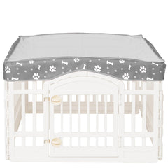 KUMOUARTS dog playpen top cover on a 36-inch mesh setup for shade.