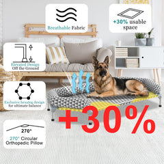 Kuntrust dog bed with removable bolster provides neck support and easy cleaning.