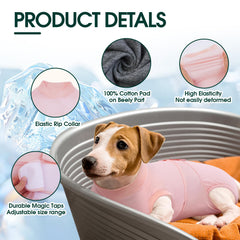 Kuoser pink recovery suit bottom opening for easy bathroom breaks.