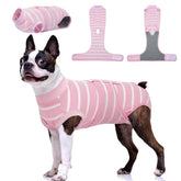 Kuoser dog surgery recovery suit front view, showcasing snug fit for post-op healing.