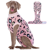 Kuoser pink leopard dog recovery suit worn for post-surgery protection
