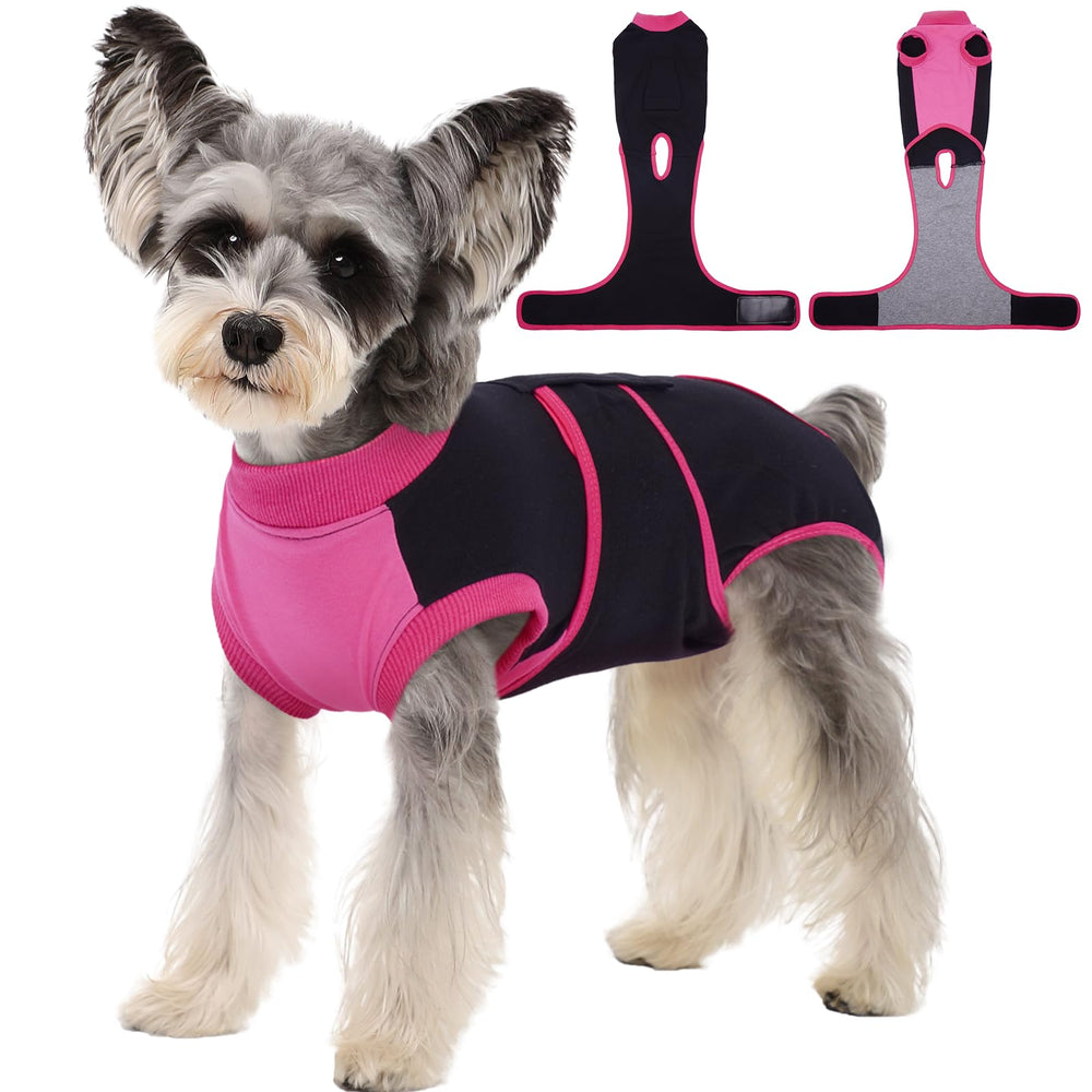 Kuoser recovery suit for dogs after surgery protects wounds while allowing movement.
