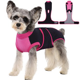 Kuoser recovery suit for dogs after surgery protects wounds while allowing movement.