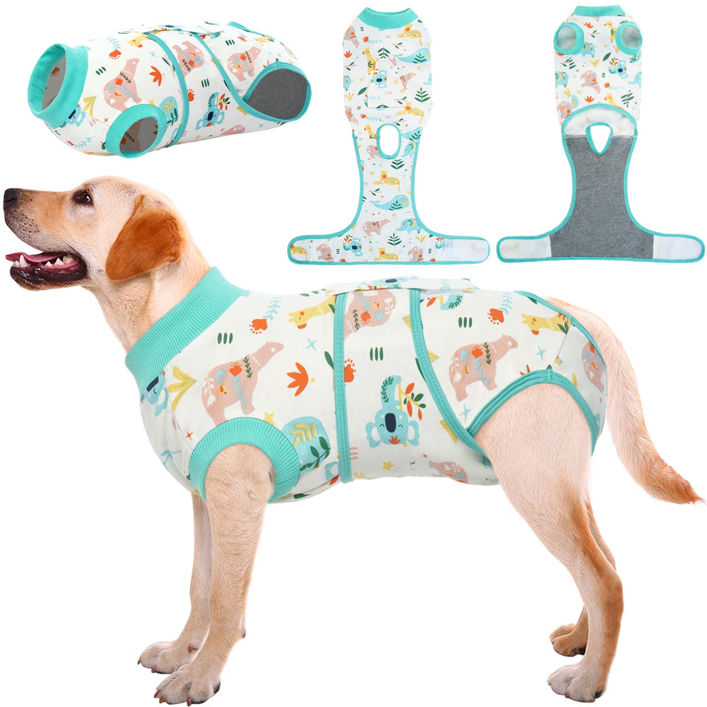 Kuoser Recovery Suit worn by a dog for gentle wound protection and comfort