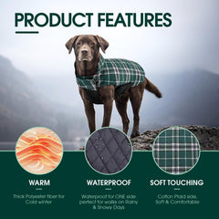 Kuoser reversible dog jacket side-clip highlights adjustable closure for versatile styling.