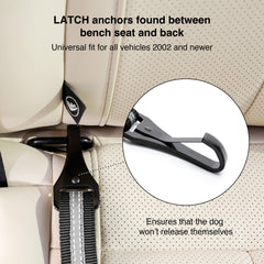 Kurgo adjustable backseat safety leash offers flexible movement during car rides.