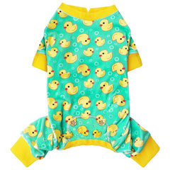 Kyeeese dog pajamas in yellow duck pattern for cozy daily wear.