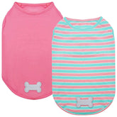 KYEESE dog shirt soft-striped front view emphasizes breathable cotton comfort.