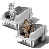 KYKY Tescat 2-pack stainless steel litter box with lid keeps odors contained