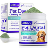 KZUO Dog Dental Powder packaging close-up with premium labeling for easy purchase.