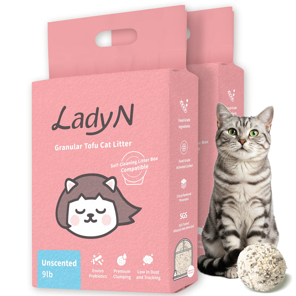 Lady N tofu litter mini-pellet—automatic box compatibility for smooth operation and easy maintenance.