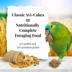 LAFEBER'S Avi-Cakes ingredients close-up highlights non-GMO, human-grade components.