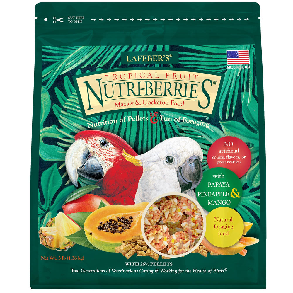 LAFEBER'S Nutri-Berries tropical fruit chunks for macaws and cockatoos foraging enrichment