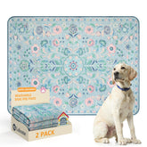 Lahome blue botanical floral 2-pack pad ideal for crate training and floor protection