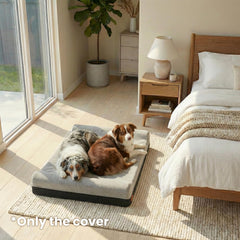 Laifug jumbo replacement cover fitted to a 50x36x10 bed.
