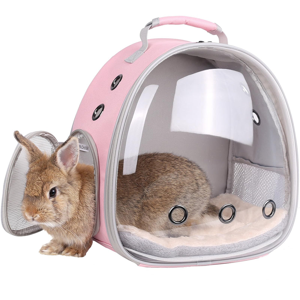 LAIRIES portable small animal backpack front view with bubble window for visibility and airflow