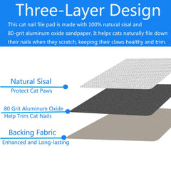LAJEF scratcher layer detail showing natural sisal top and aluminum oxide grit inner layer