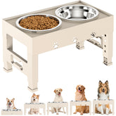 LAKIPETN elevated dog bowl stand with two bowls for easy feeding