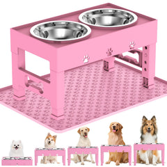 LAKIPETN elevated dog bowls pink stand setup reduces bending during meals
