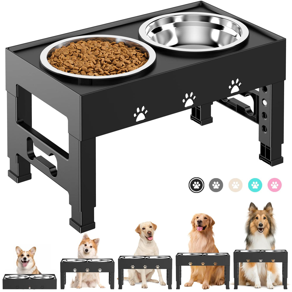 LAKIPETN elevated dog bowls stand provides comfortable dining height for larger dogs.