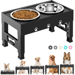 LAKIPETN elevated dog bowls stand provides comfortable dining height for larger dogs.