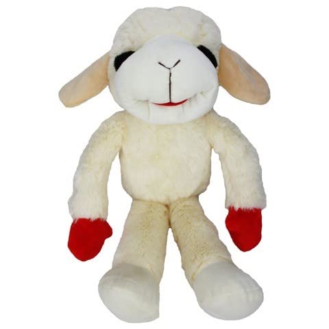 Lamb Chop standing floppy dog toy with squeaker for engaging playtime and comfort.
