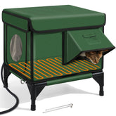 Lamlingo outdoor heated cat house exterior in dark grey provides warm, weather-protected winter shelter.