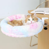 LANERmooos Cat Desk Bed 360° rotation beside a desk for flexible viewing.