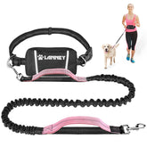 LANNEY hands-free dog leash pink belt enables hands-free jogging with safer control