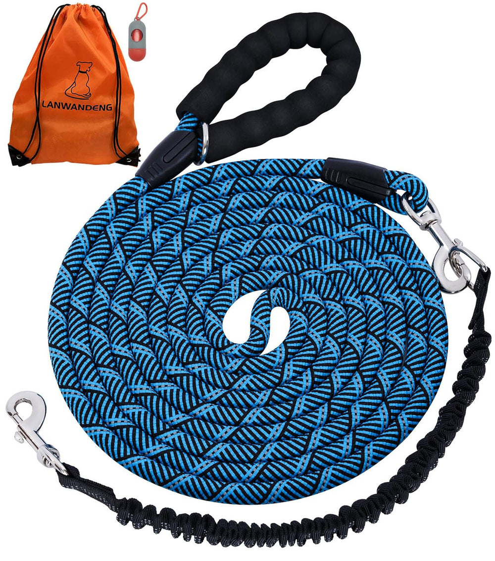 Lanwandeng long dog leash 15ft with reflective threads for controlled walks.