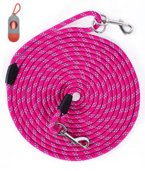 Lanwandeng Long Dog Leash 30ft pink for controlled outdoor walks.