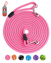 Lanwandeng long dog leash pink 16ft with durable polyester and reflective safety.