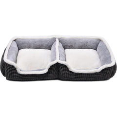 Laojin Balhen conjoined pet bed top view showing twin-friendly design for two pets