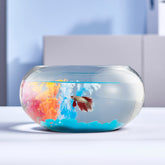 LAQUAL 2-gallon glass fish bowl with decor for clear viewing of aquatic life