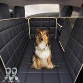 Lassie dog hammock seat cover for Tesla Model Y backseat protects upholstery from spills and fur.