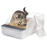 Lawei Open Top Cat Litter Box with High Back promotes airflow and minimizes spills.