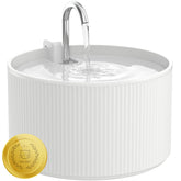 Lawfery 74oz ceramic fountain front view invites cats to drink more water.