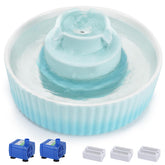 Lawfery cupcake cat fountain front view, durable ceramic design supports steady hydration