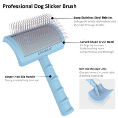 LBMBAIC Slicker Brush with soft pins, gentle on skin while detangling.