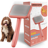 LBMBAIC&PAW dog slicker brush with wooden handle helps detangle large doodle coats.