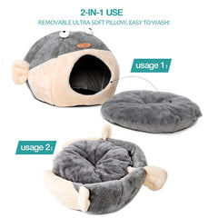 Lcybem two-in-one cat bed can flatten into a mat for versatile lounging