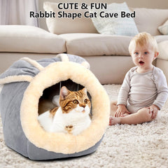 Lcybem cat cave bed with hanging toy promotes playful exploration