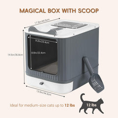 LCZLBRRD litter box with lid fully enclosed for odor containment and privacy.