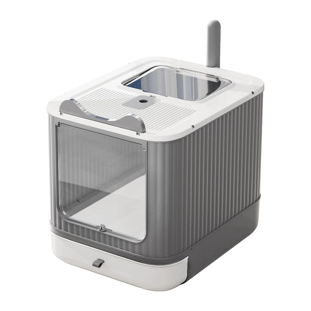 LCZLBRRD upgraded enclosed litter box lid for mess-free containment and privacy.