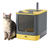 LCZLBRRD fully enclosed litter box with lid keeps litter contained and tidy